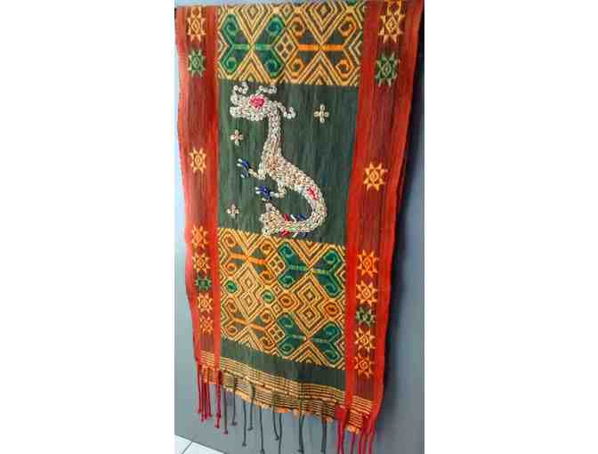 Charming Hand-woven  dresser scarf or table runner w/ dragon motif - Photo 3