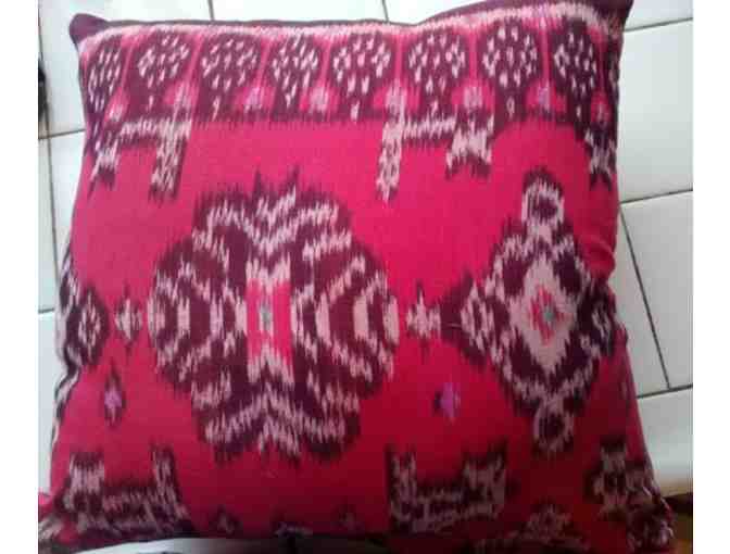 Pair of Balinese Ikat Woven Pillow Shams - Pinkish Red