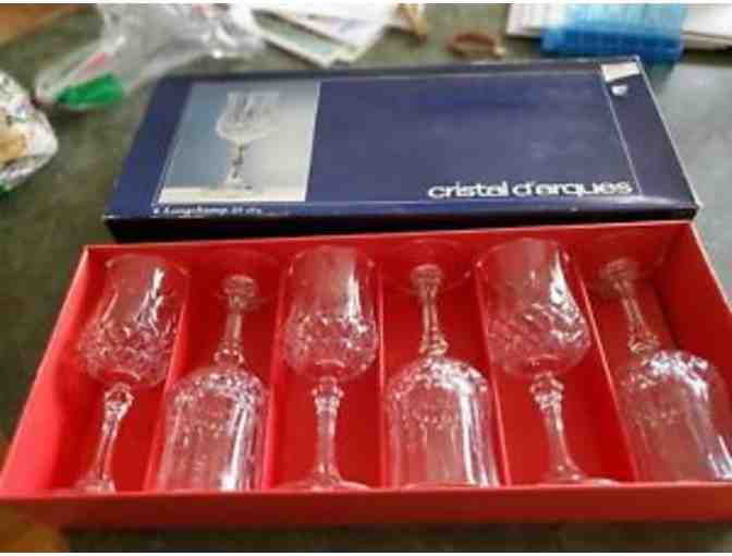 VINTAGE Set of 6 CRISTAL D'ARQUES 'LONGCHAMP' Style Crystal Wine Glasses 17.5 cl
