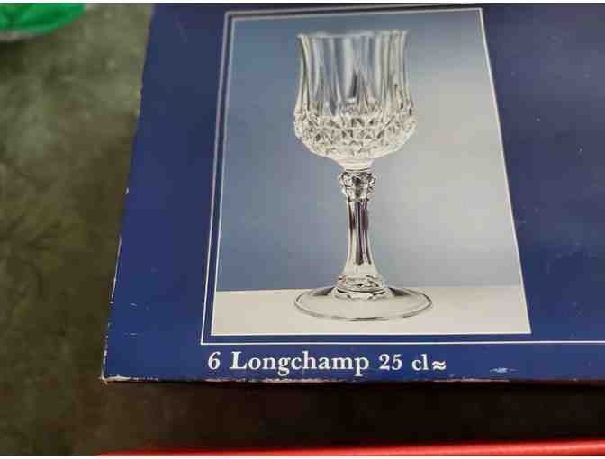 VINTAGE Set of 6 CRISTAL D'ARQUES 'LONGCHAMP' Style Crystal Wine Glasses 17.5 cl
