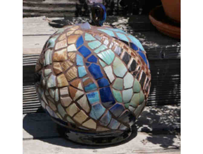 Pond Farmer Mosaic Sculpture made by Kim Collet