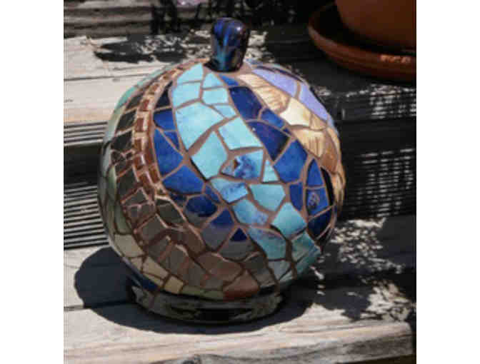 Pond Farmer Mosaic Sculpture made by Kim Collet