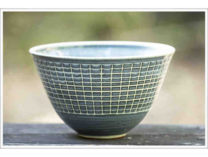 Blue bowl with squares by Peter Deneen