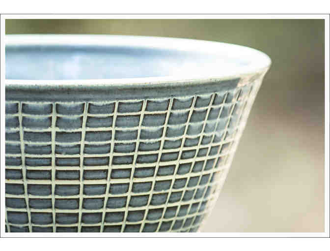 Blue bowl with squares by Peter Deneen