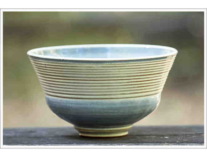 Blue swirl bowl by Peter Deneen