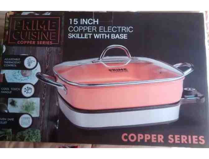 15' Copper Electric Skillet with base
