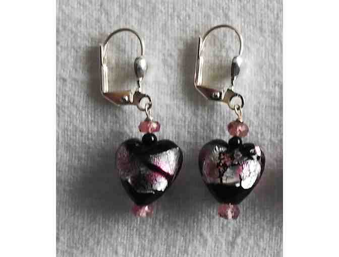 Three pairs of Silver Foil & Glass Heart Earrings