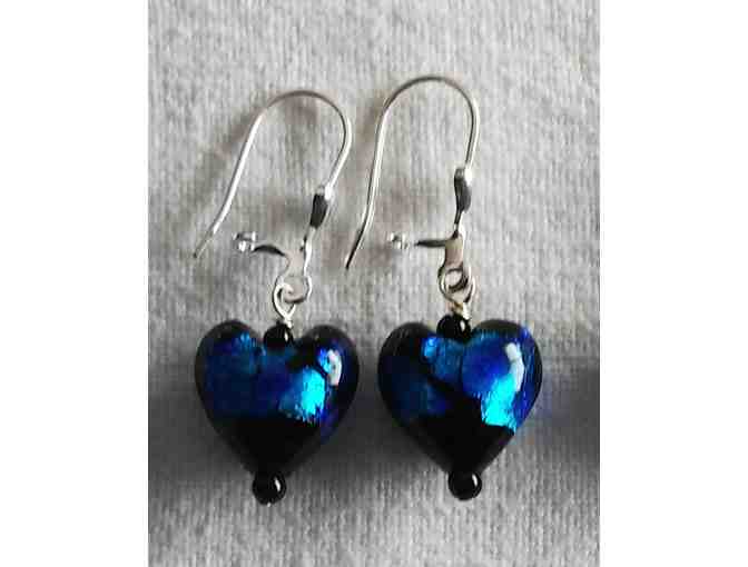 Three pairs of Silver Foil & Glass Heart Earrings
