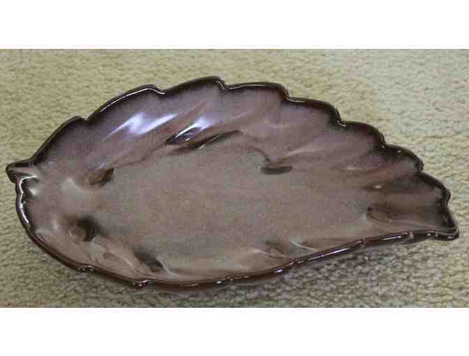 Vintage Frankoma Large Leaf Bowl - Brown Satin - Highly collectible!