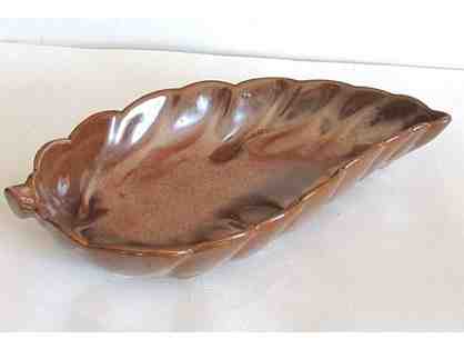 Vintage Frankoma Large Leaf Bowl - Brown Satin - Highly collectible!