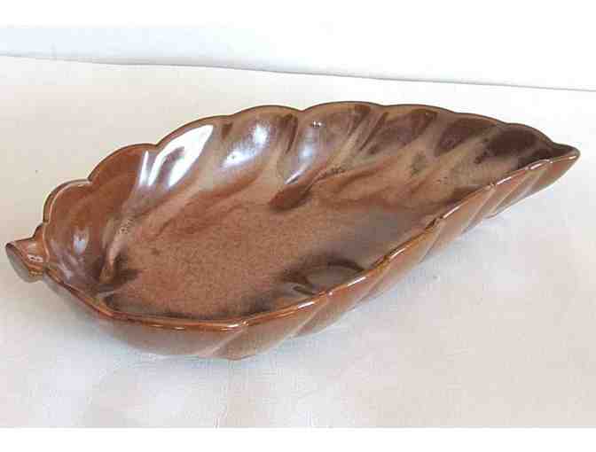 Vintage Frankoma Large Leaf Bowl - Brown Satin - Highly collectible!