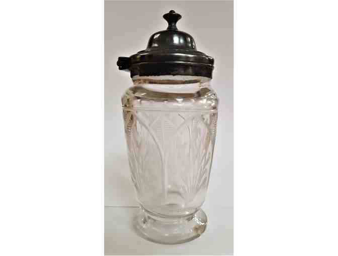 Antique Etched Glass and Silver Salt Cellar
