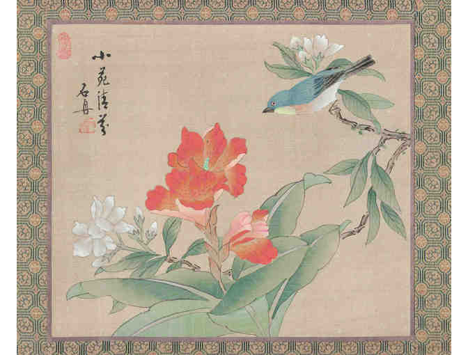 Hand Painted Linen Chinese Paintings (Two Paintings)