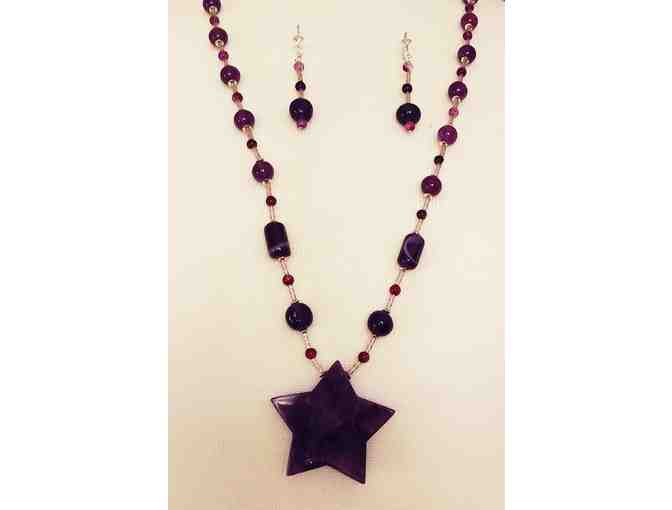 Amethyst Star Pendant Necklace and Earring Set - Photo 4