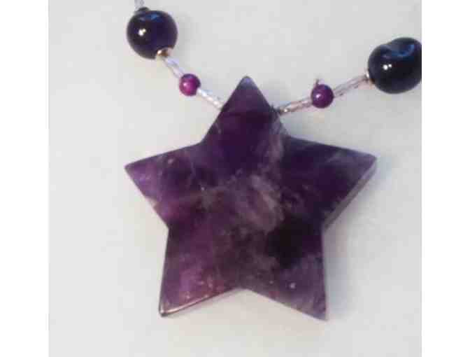 Amethyst Star Pendant Necklace and Earring Set - Photo 3