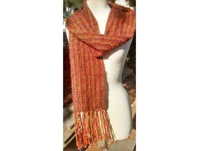 Abundant, Soft hand-loomed 80" scarf in Rust Brown and Burnt Umber - Photo 1