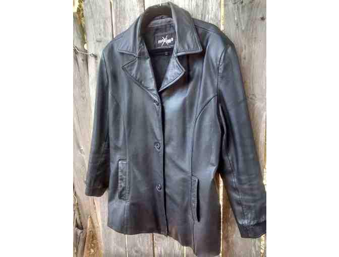 Beautiful Women's Black Leather Jacket - 2XL