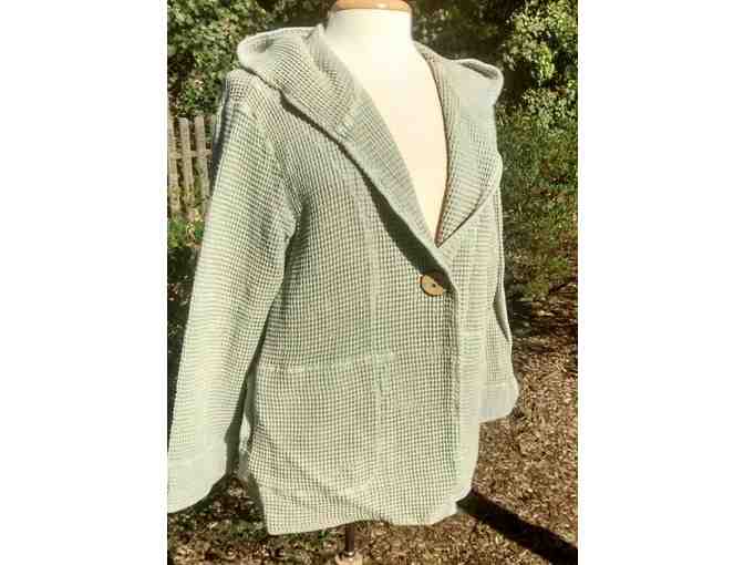 Comfy Moss Green Waffle Weave Hoodie - Womens XL