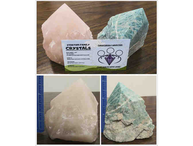 Large Rose Quartz and Amazonite cut base