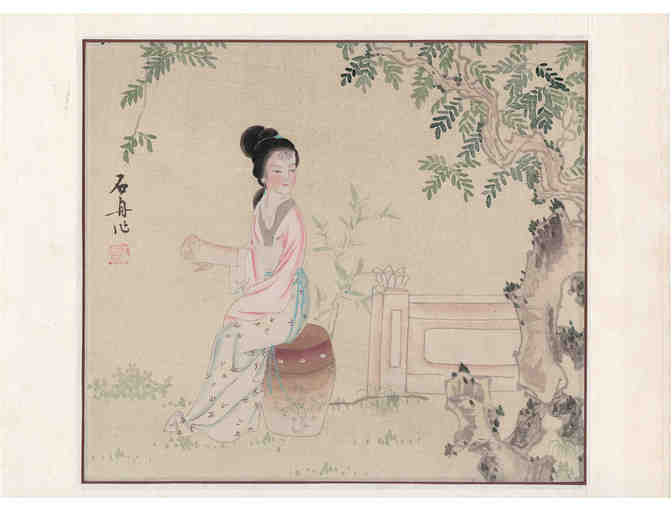 Art: Hand Painted Linen Chinese Paintings (Two Paintings)