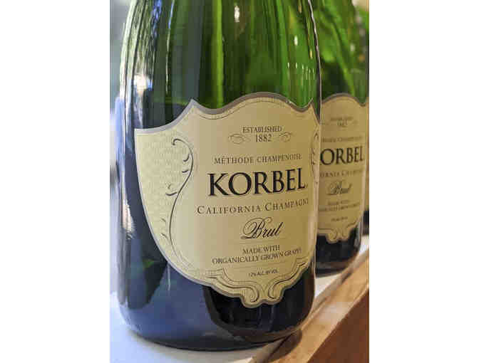 3 Bottles of Korbel Organic Champagne Brut Lot #1- 2016 grapes/bottled 2018 W/ Tea Towel