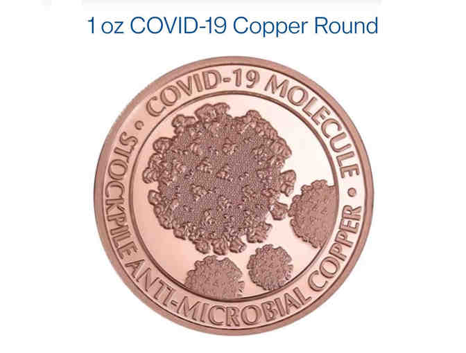 Collectable: Ten Copper Rounds, 1oz ea, 'Covid-19 Molecule'