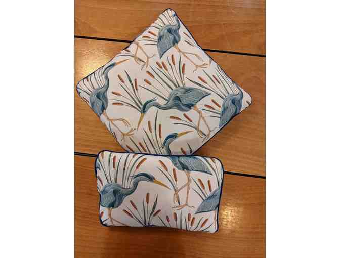Home: Two Blue Heron Pillows by Kathi Moore.