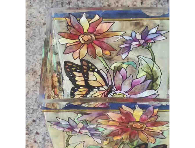 Glass flowered vase