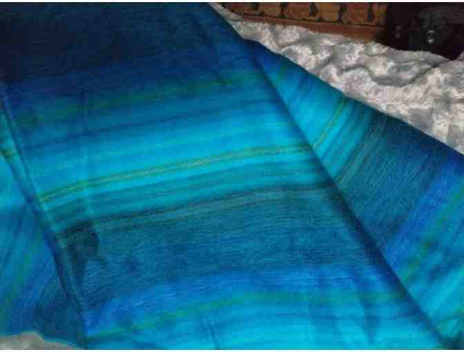 Luxuriously Soft Alpaca Blanket in Blues, Teals, and Aquas