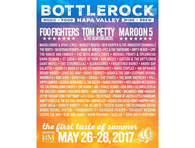 BottleRock 2017 3-day VIP + Skydeck Passes
