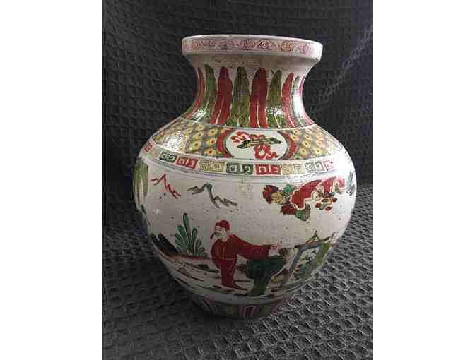 Chinese Hand Painted Glazed Ceramic Vase