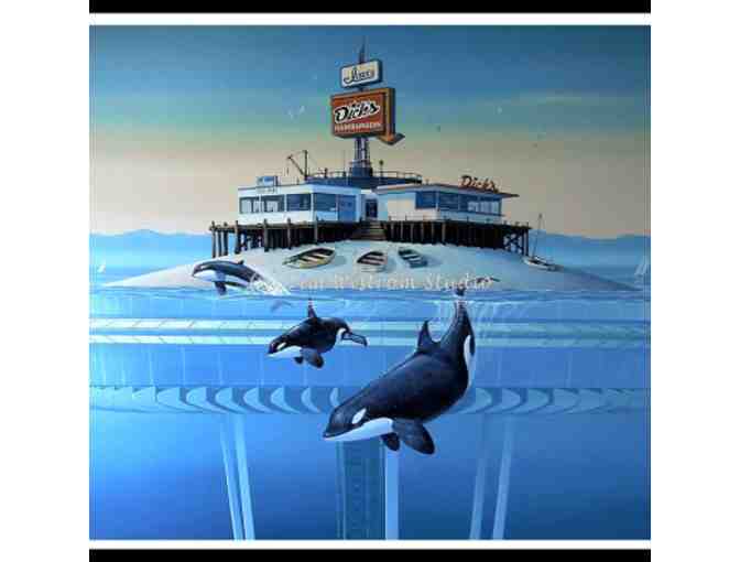 Original Geclee Print 'Surf n Turf' with St. John Eagle