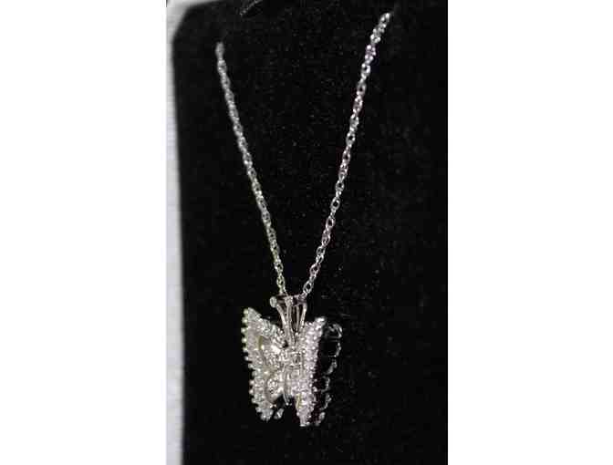 THREE Raffle Tickets : Stunning .28 tw Diamond and 14K White Gold Butterfly Necklace!