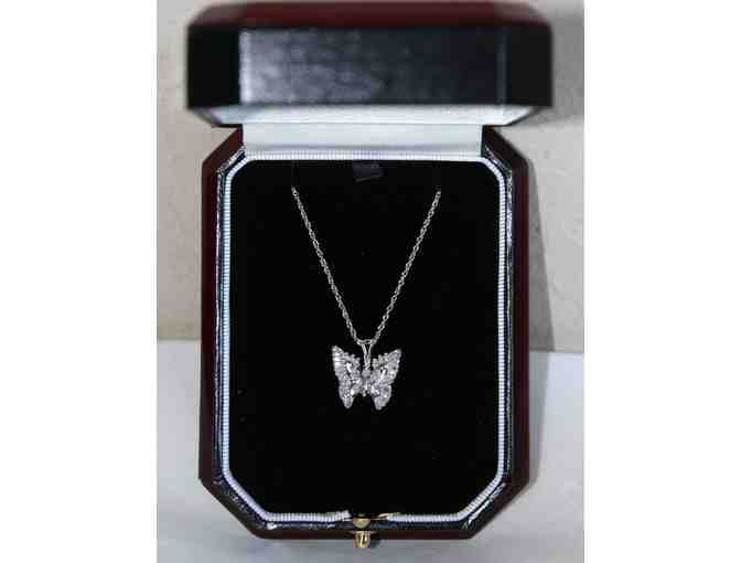 THREE Raffle Tickets : Stunning .28 tw Diamond and 14K White Gold Butterfly Necklace!
