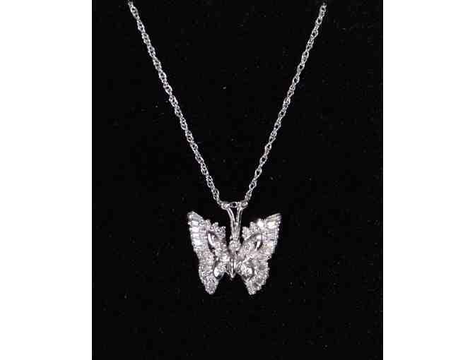 THREE Raffle Tickets : Stunning .28 tw Diamond and 14K White Gold Butterfly Necklace!