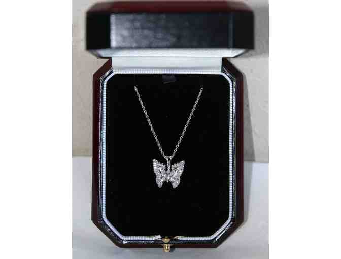 ONE Raffle Ticket :  Stunning .28 tw Diamond and 14K White Gold Butterfly Necklace!