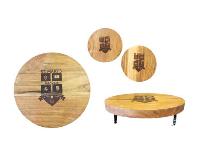 St. Mary's Engraved Wood Board With Coasters and Wine