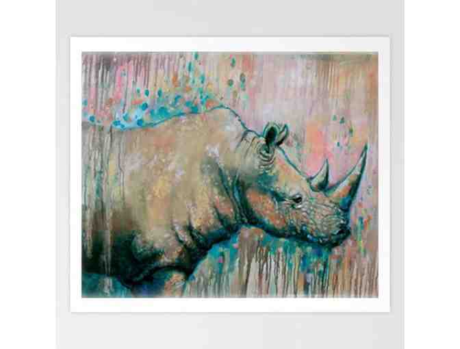African Animal Canvas Prints "Rhino-friend" Canvas Wall Art - Photo 1