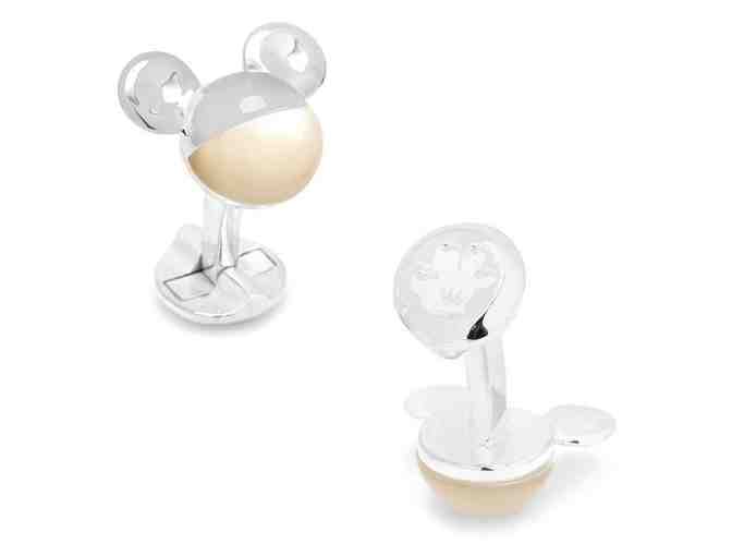 3D Silver Mother of Pearl Mickey Mouse Cufflinks - Photo 1