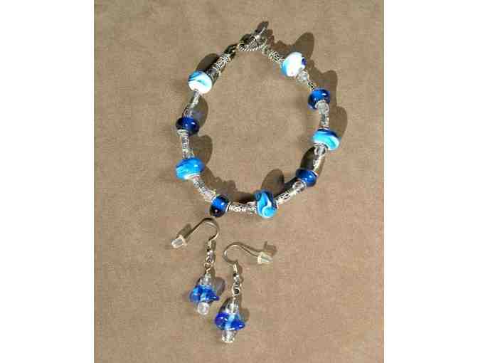Blues Bracelet & Matching Earrings Artisan Jewelry Set - Photo 1