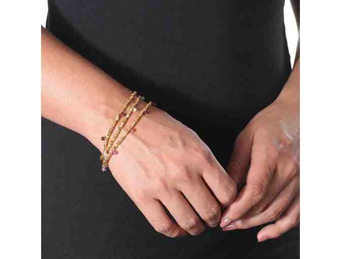 BEADED RONDELLE WRAP BRACELET GOLD RUBY - Photo 1