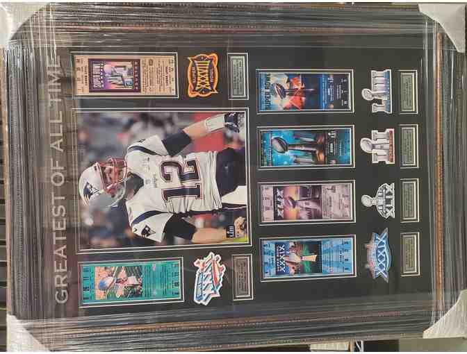 Tom Brady The GOAT Six Time Super Bowl Champion Replica Ticket Collage