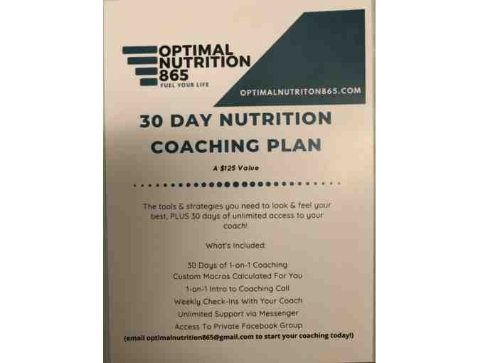 30 Day Nutritional Coaching: Optimal Nutrition 865