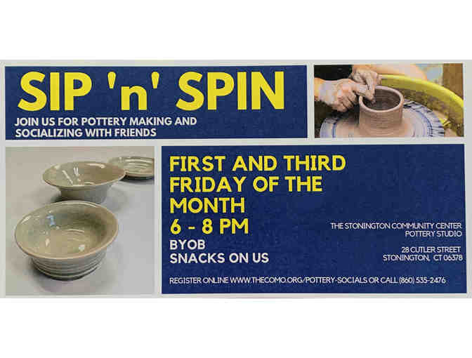 2 'Sip n' Spin' classes at Stonington COMO plus hand-thrown bowl
