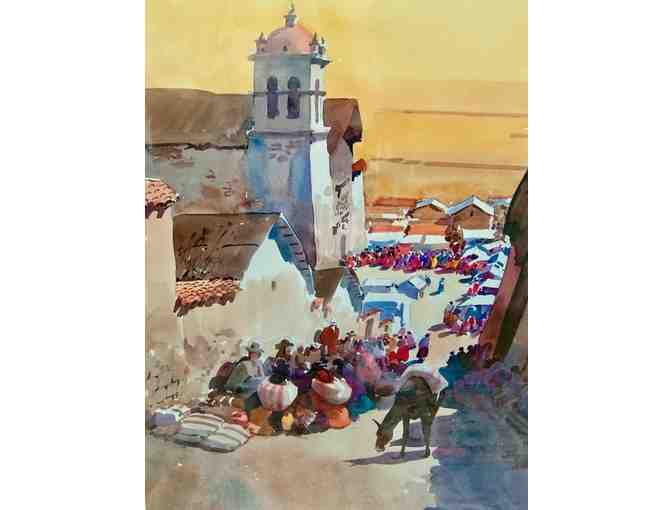 Peruvian Street Scene, Signed Giclee Print by Unknown Artist