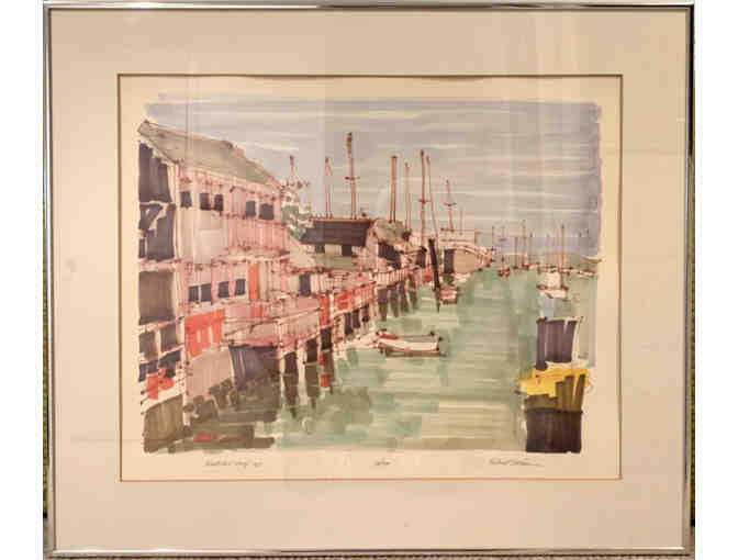 Nantucket Wharf 1983, Signed Print by Richard Gerstman - Photo 1