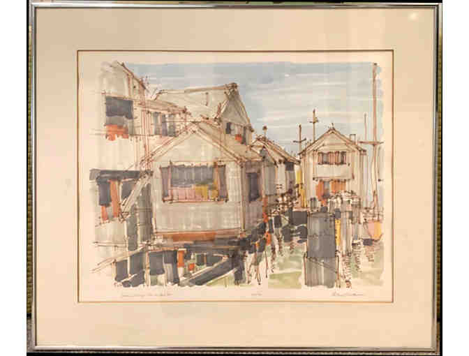 Swain's Wharf Nantucket 1984, Signed Print by Richard Gerstman - Photo 1