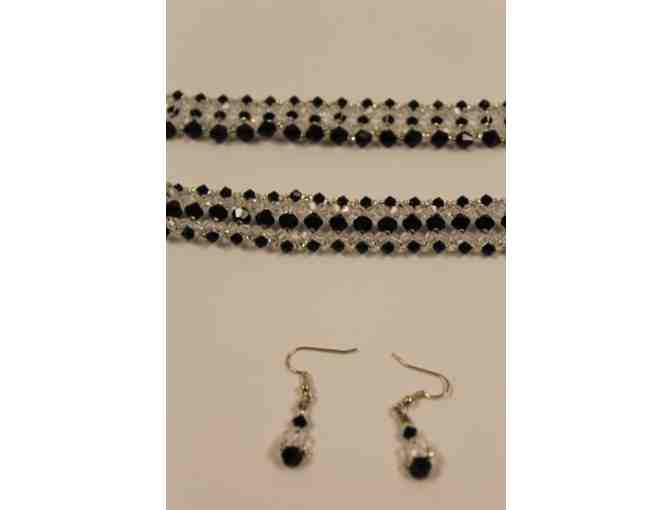 Black and White Clear Beaded Jewelry Set