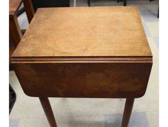 Antique Wooden Side Table with Side Leaves - Photo 1