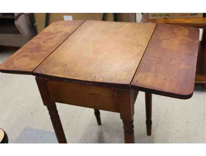 Antique Wooden Side Table with Side Leaves - Photo 3